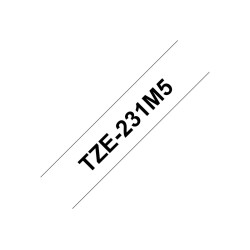 Brother TZE231M5 | Black on white | Laminated tape | 1.2 cm x 8 m