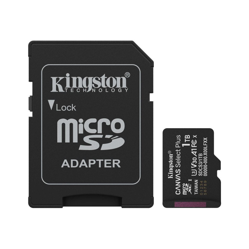 Kingston Memory card | Canvas Select Plus | 1000 GB | microSD | Flash memory class Class 10, UHS-I, U1/U3, video class 10/30, A1