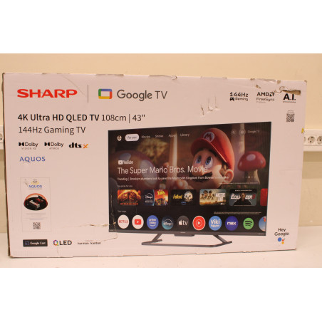 SALE OUT. Sharp 43HR7265E 43" (108cm) QLED 144Hz 4K Ultra HD Google TV, Dolby Vision IQ, Dolby Atmos, Central Stand | SALE OUT. 