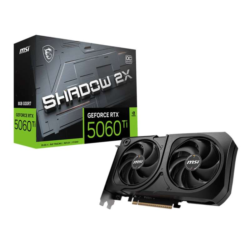 MSI GeForce RTX 5060 Ti 8G SHADOW 2X OC PLUS Bulk Pack | NVIDIA | 8 GB | GeForce RTX 5060 Ti | GDDR7 | HDMI ports quantity 1 | P