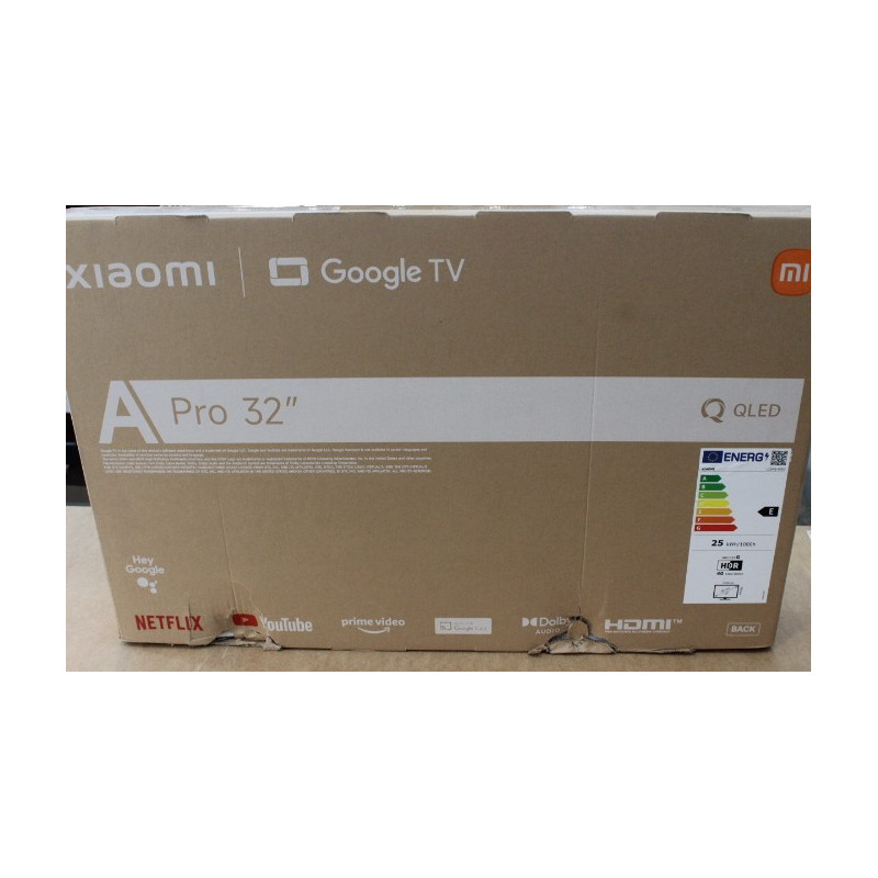 SALE OUT. Xiaomi QLED TV A Pro 2026 | 32" | Smart TV | Google TV | HD | Dark Gray | DAMAGED PACKAGING, CRACKED PLASTIC AT THE BA