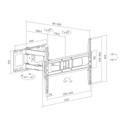 Sunne Wall mount | 37-86-EA2 Full-motion TV wall mount | 37-86 " | Maximum weight (capacity) 50 kg | Black
