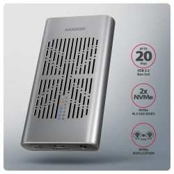 AXAGON USB-C 20Gbps Dual M.2 NVMe SSD CLONE MASTER Enclosure | EEM2-20GD