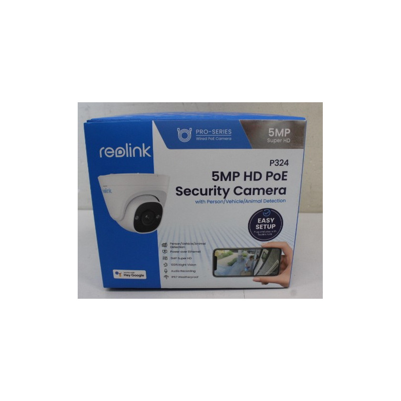 SALE OUT. Reolink | IP Camera with Accurate Person and Vehicle | P324 | 18 month(s) | Dome | 5 MP | 2.8 mm | IP66 | H.264 | Micr