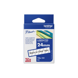 Brother | TZE-151 Laminated Tape | Black on Clear | TZe | 8 m | 2.4 cm