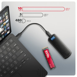 AXAGON USB-C 10Gbps M.2 NVMe SSD Enclosure, Screwless, RIBBED Aluminum | EEM2-SC