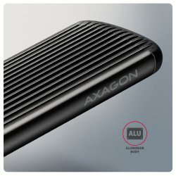 AXAGON USB-C 10Gbps M.2 NVMe SSD Enclosure, Screwless, RIBBED Aluminum | EEM2-SC