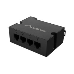 Lanberg Switch PoE Extender 1xIn 3xOut Gigabit Ethernet Din Rail BT 90W metal clips | DIN-GE4-BT-90W