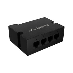 Lanberg Switch PoE Extender 1xIn 3xOut Gigabit Ethernet Din Rail BT 90W metal clips | DIN-GE4-BT-90W