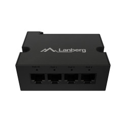 Lanberg Switch PoE Extender 1xIn 3xOut Gigabit Ethernet Din Rail BT 90W metal clips | DIN-GE4-BT-90W