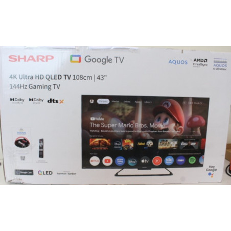 SALE OUT. Sharp | 43GR8265E | 43" | Smart TV | Google TV | 4K Ultra HD | DAMAGED PACKAGING