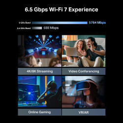 TP-LINK | Archer BE400 BE6500 Dual-Band Wi-Fi 7 Router | 802.11ax | Ethernet LAN (RJ-45) ports 4 | Mesh Support Yes | MU-MiMO Ye