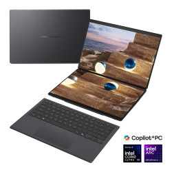 Asus | Zenbook Duo UX8407AA-SN066W | Moher Gray | 14 " | OLED | Touchscreen | 2.8K | 2880 x 1800 pixels | 144 Hz | Anti-Reflecti