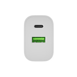 Natec Ribera USB Charger 1X USB-A + 1X USB-C 20W, White