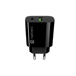 Natec Ribera USB Charger 1X USB-A + 1X USB-C 20W, Black