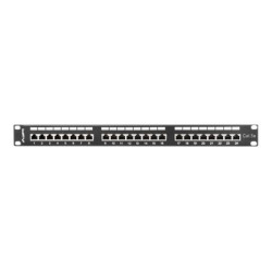 Lanberg | Patch Panel 24 Port 1U 19" CAT.5E FT with Cable Organizer Shielded | PPS5-1024-B | Black