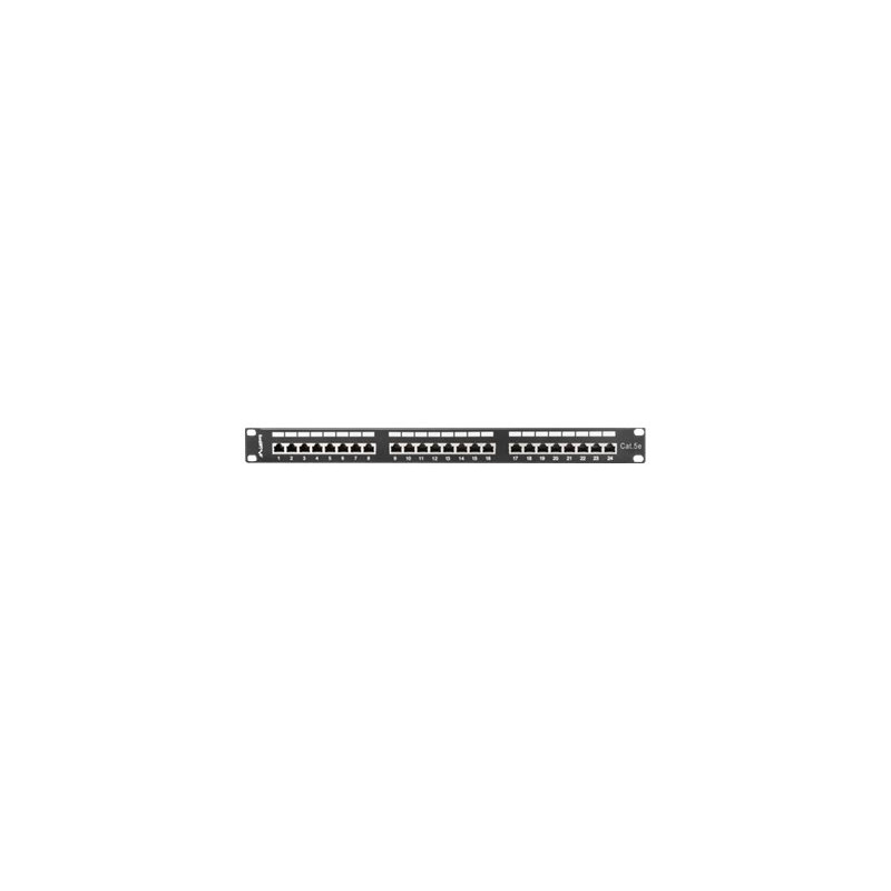 Lanberg | Patch Panel 24 Port 1U 19" CAT.5E FT with Cable Organizer Shielded | PPS5-1024-B | Black