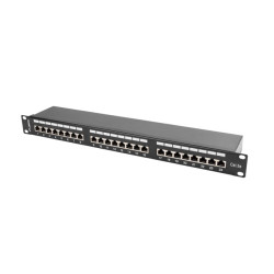 Lanberg | Patch Panel 24 Port 1U 19" CAT.5E FT with Cable Organizer Shielded | PPS5-1024-B | Black
