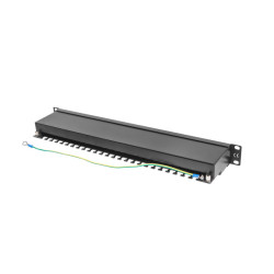 Lanberg | Patch Panel 24 Port 1U 19" CAT.5E FT with Cable Organizer Shielded | PPS5-1024-B | Black