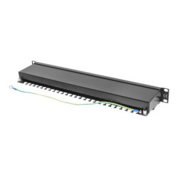Lanberg | Patch Panel 24 Port 1U 19" CAT.5E FT with Cable Organizer Shielded | PPS5-1024-B | Black