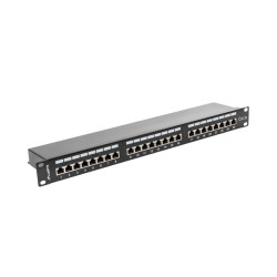 Lanberg | Patch Panel 24 Port 1U 19" CAT.5E FT with Cable Organizer Shielded | PPS5-1024-B | Black