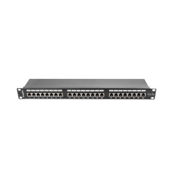 Lanberg | Patch Panel 24 Port 1U 19" CAT.5E FT with Cable Organizer Shielded | PPS5-1024-B | Black