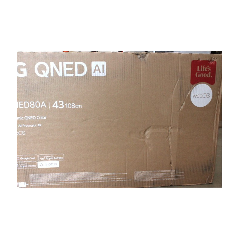 SALE OUT. | LG 43QNED80A3A | 43 | Smart TV | webOS 25 | UHD | Black | DAMAGED PACKAGING