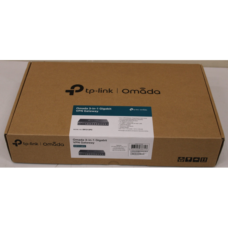 SALE OUT. TP-LINK | Omada 3-in-1 Gigabit VPN Router | ER7212PC | 802.1q | 10/100/1000 Mbit/s | Ethernet LAN (RJ-45) ports 8 | Me