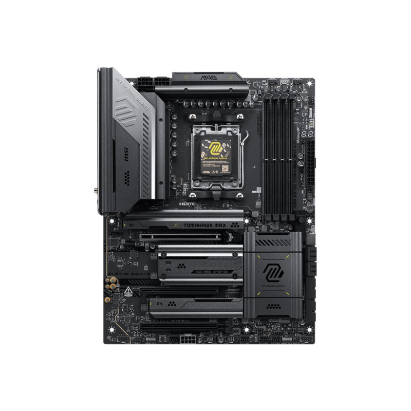 MSI MAG X870E TOMAHAWK MAX WIFI | Processor family AMD | Processor socket AM5 | DDR5 | Supported hard disk drive interfaces SATA