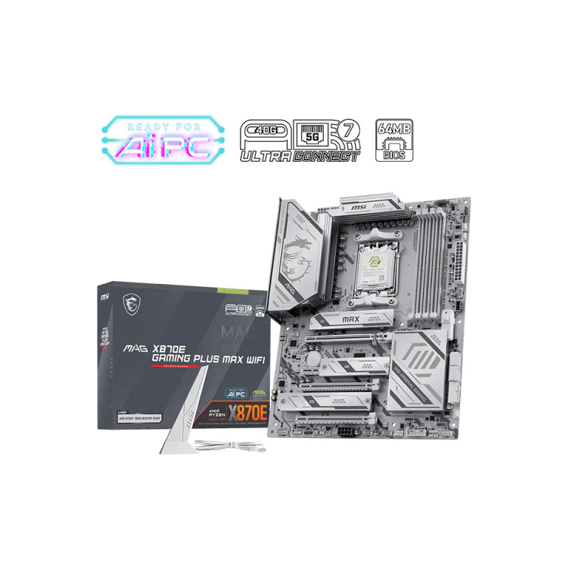 MSI MAG X870E GAMING PLUS MAX WIFI | Processor family AMD | Processor socket AM5 | DDR5 | Supported hard disk drive interfaces S