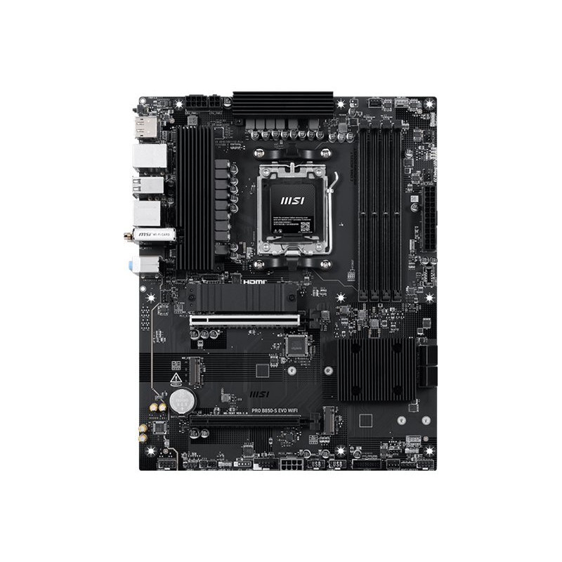 MSI PRO B850-S EVO WIFI | Processor family AMD | Processor socket AM5 | DDR5 | Supported hard disk drive interfaces SATA, M.2 | 