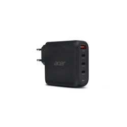 Acer 100W PD GaN Charger, 3 x USB C and 1 x USB A, EU Plug, 100W USB-C cable, Black, Retail Pack