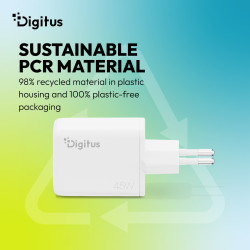 Digitus | USB GaN Charger 45W, 1x USB-C, 1x USB-A | DA-10302