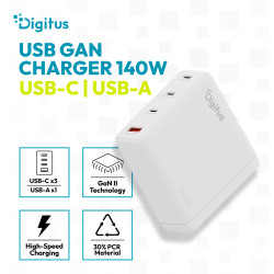 Digitus | USB GaN Charger 140W, 3x USB-C, 1x USB-A | DA-10305