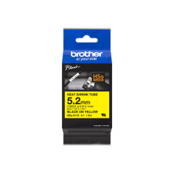 Brother | HSe-611E Heat shrink tube | Black On Yellow | TZe | Roll (0.52 cm x 1.5 m) | 0.52 x 150 cm