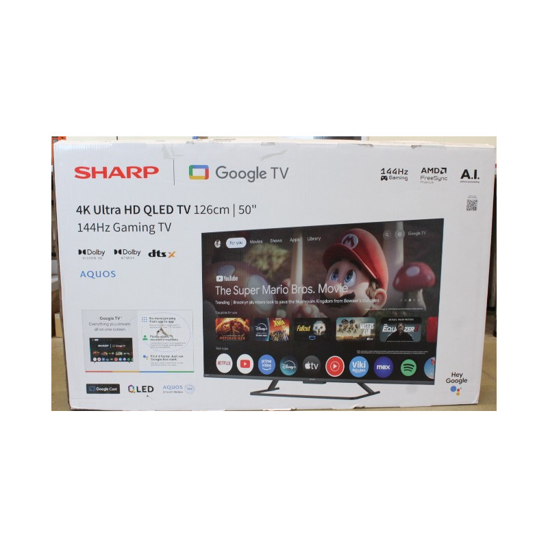 SALE OUT. Sharp 50HR7265E 50" (126cm) QLED 144Hz 4K Ultra HD Google TV, Dolby Vision, Dolby Atmos, Central Stand | SALE OUT. Sha