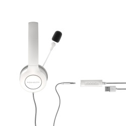 Energy Sistem Headset Office 3 White (USB and 3.5 mm plug, volume and mute control, retractable boom mic) | Energy Sistem | Wire
