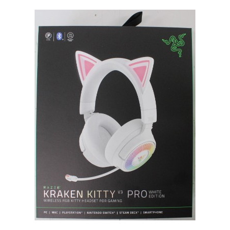 SALE OUT. Razer Kraken Kitty V3 Pro Headset, White | Razer Headset | Kraken Kitty V3 Pro | Bluetooth | Over-Ear | DAMAGED PACKAG