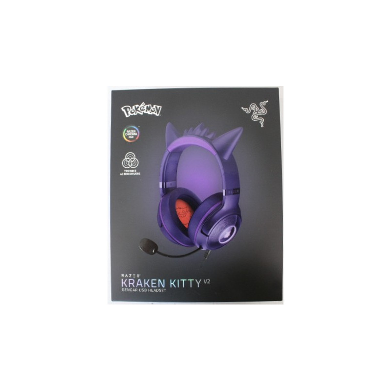 SALE OUT. Razer Kraken Kitty V2 Headset, Pokémon Gengar Ed. | Razer Headset | Kraken Kitty V2 | Yes | Wired | Over-ear | DEMO