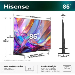 Hisense TV | 85E7S | 85" | Smart TV | VIDAA OS | UHD | Black