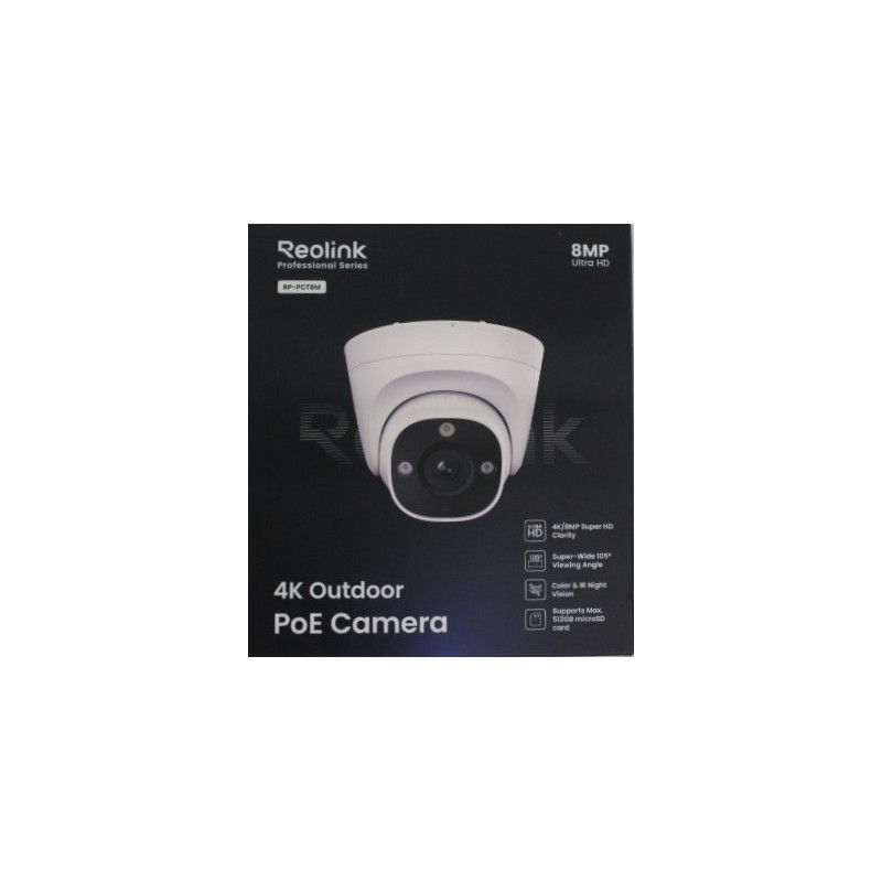 SALE OUT. Reolink PCRPD4K01 Smart 4K 125 View PoE Dome Camera | Reolink 4K Smart PoE Camera with Color Night Vision | RP-PCT8M |