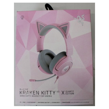 SALE OUT. Razer Kraken Kitty V3 X Headset, Quartz | SALE OUT. Razer Gaming Headset | Kraken Kitty V3 X | Wired | Over-Ear | Micr