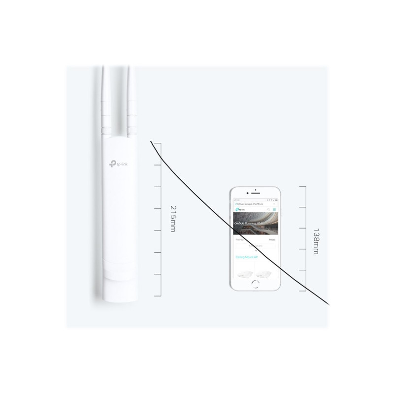 TP-LINK N300 Wireless N Outdoor Access Point EAP110 802.11n 2.4 GHz 300 Mbit/s Ethernet LAN (RJ-45) ports 1 MU-MiMO Yes PoE in A