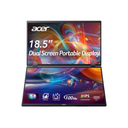 Acer PD19F 47cm 18.5'' FHD Dual Portable IPS 100Hz 16:9 4ms (GTG) 250nits HDMI 2xType-C MM Audio Out EU Black H.cable x1 U.cable