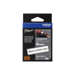 Brother | TZe-FX211 Flexible ID Laminated Tape | Black on White | TZe | 8 m | 0.6 cm