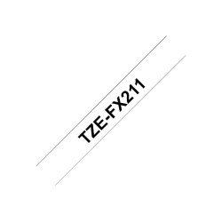 Brother | TZe-FX211 Flexible ID Laminated Tape | Black on White | TZe | 8 m | 0.6 cm