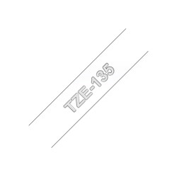 Brother | TZe-135 Laminated Tape | White on Clear | TZe | 8 m | 1.2 cm