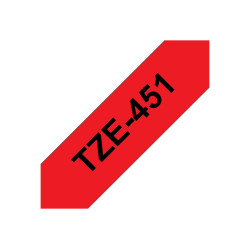 Brother | TZe-451 Laminated Tape | Black On Red | TZe | 8 m | 2.4 cm