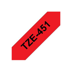 Brother | TZe-451 Laminated Tape | Black On Red | TZe | 8 m | 2.4 cm