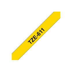 Brother | TZe-611 Laminated Tape | Black on Yellow | TZe | 8 m | 6 cm